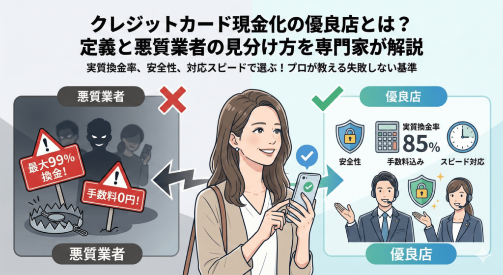 クレジットカード現金化の優良店とは？定義と悪質業者の見分け方を専門家が解説